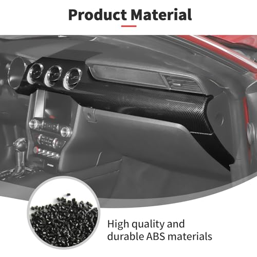 JWWY Carbon Fiber Interior Trim Kit for 2015–2023 Ford Mustang, Center Console Gear Shift Panel Window Lift Switch Door Handle Cover Interior Accessories 9PCS