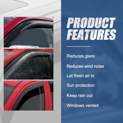 Auto Dynasty Window Visors Compatible with 2014-2019 Toyota Highlander, 4Pcs Front & Rear Tape-On Window Vent Visor Deflectors Rain Guard, Glossy Dark Smoke - size: 14-19 Toyota Highlander