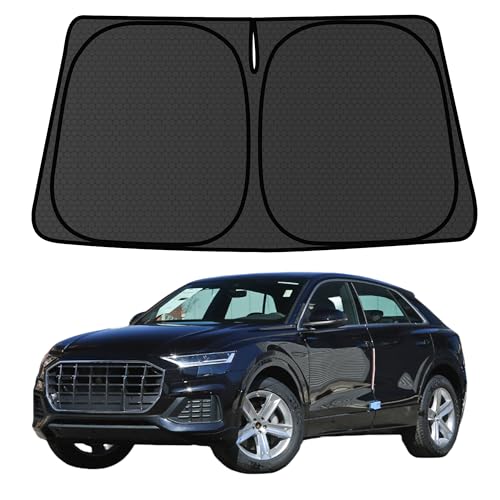 Customized Windshield Sun Shade for Audi Q8 2019-2025 Blocks UV Rays Accessories,1:1 Tailored Foldable Thickened Wear-Resistant Front Window Sunshade Visor,Keeps Your Car Cooler - size: FOR Audi Q8 2019-present
