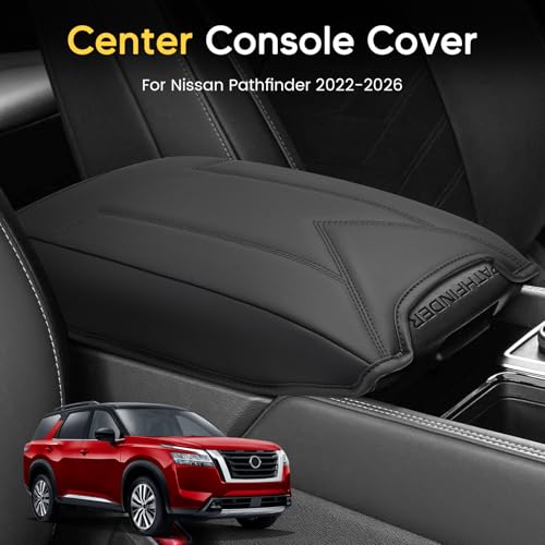 Shademax Center Console Cover for Nissan Pathfinder 2022-2025 2026 Armrest Cover Cushion Pad Arm Rest Cover Leather Console Lids Protector Middle Console Cover for Pathfinder Accessories Anti-Scratch - size: For Nissan Pathfinder 2022-2026