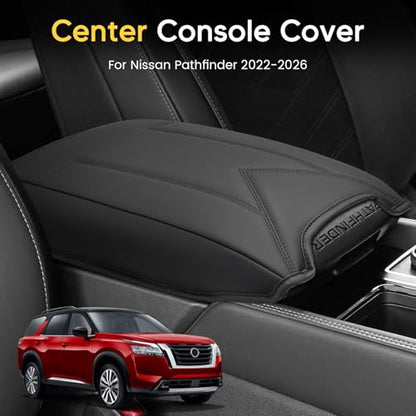 Shademax Center Console Cover for Nissan Pathfinder 2022-2025 2026 Armrest Cover Cushion Pad Arm Rest Cover Leather Console Lids Protector Middle Console Cover for Pathfinder Accessories Anti-Scratch - size: For Nissan Pathfinder 2022-2026