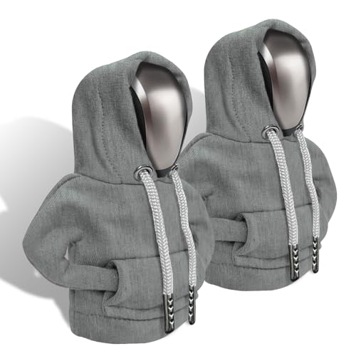 Gear Shift Hoodie, Gear Shift Cover, Fashionable Hoodie Automotive Gear Shift Knob Protector, Car Accessories Mini Sweater Gear Shift Knob Cover for Car Gear Shift Levers (Gray-2PCS) - color: Gray-2PCS