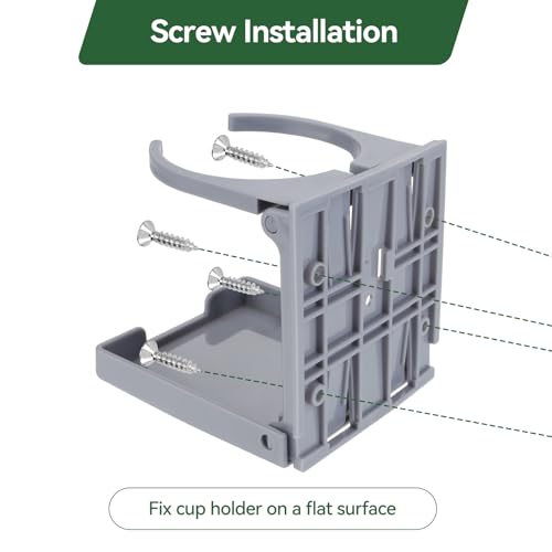 2pcs Adjustable Folding Cup Holder Automotive Water Drink Bottle Holder, fit Most Size Mugs Bottle, with Screws and Tapes, for Car Auto Truck RV Boat Van Camper Caravan Marine Yacht (Gray) - color: Gray