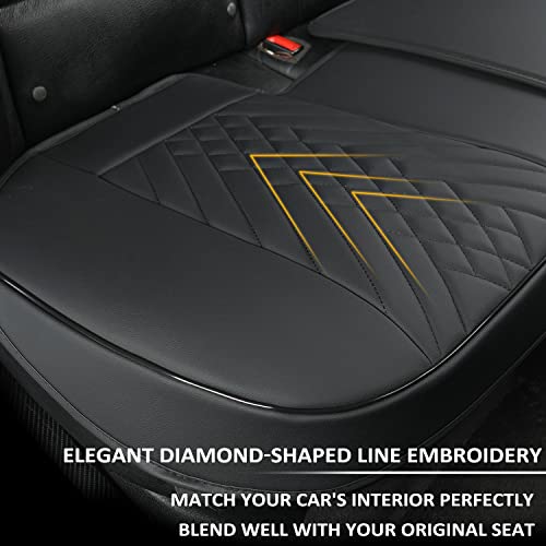 GIANT PANDA PU Leather Rear Seat Cover Protector, Anti-Slip Adjustable (50~55.5'') – Fits 90% Vehicles (Excludes Large SUVs/Trucks) - Black - color: Rear Seat Black, size: 1 Piece Standard Size
