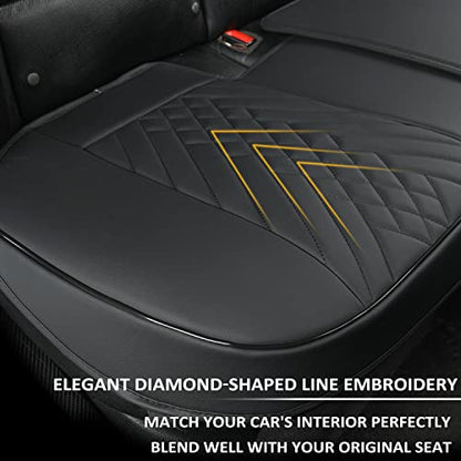 GIANT PANDA PU Leather Rear Seat Cover Protector, Anti-Slip Adjustable (50~55.5'') – Fits 90% Vehicles (Excludes Large SUVs/Trucks) - Black - color: Rear Seat Black, size: 1 Piece Standard Size
