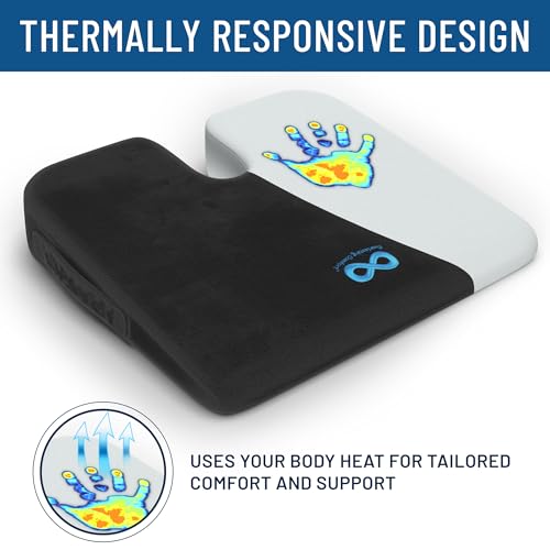 Everlasting Comfort Car Seat Cushion for Driving - Wedge Car Cushion for Office, Travel, Gaming Chair Memory Foam Driver Booster for Short People, Non-Slip, Washable Cover, Back & Sciatica Relief - size: Medium