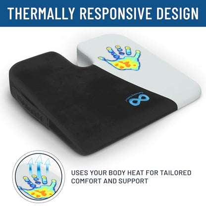 Everlasting Comfort Car Seat Cushion for Driving - Wedge Car Cushion for Office, Travel, Gaming Chair Memory Foam Driver Booster for Short People, Non-Slip, Washable Cover, Back & Sciatica Relief - size: Medium