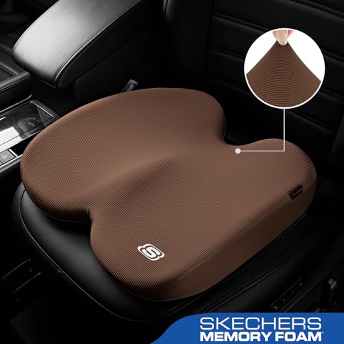 Skechers Seat Cushion, Ergonomic Memory Foam Cushion for Long Sitting Hours on Office & Home Chair, Car Seat Cushion for Sciatica, Coccyx Cushion,Brown - color: Brown