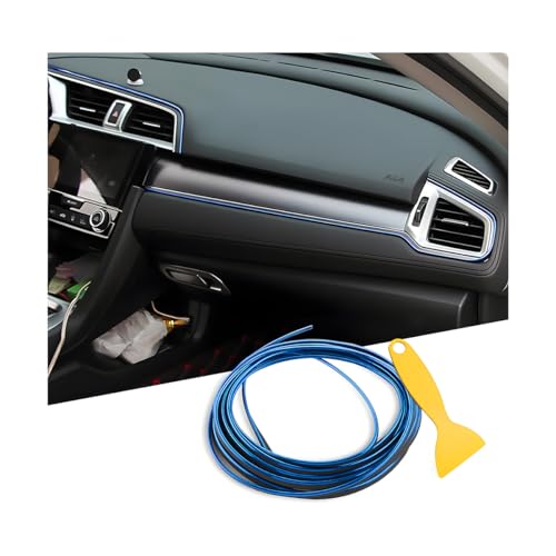Osilly Car Interior Moulding Trim Strips, 16Ft/5M Universal Electroplating Decoration Filler Insert Strips, Styling Dashboard DIY Flexible Strip, Garnish Accessory with Installing Tool (Blue) - color: Blue, size: 16Ft