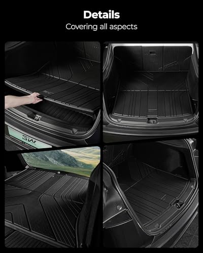 3W Kia Telluride Cargo Liner & Back Seat Cover for Kia Telluride 2020-2024 2025 (Not for Hybird), TPE All Weather Cargo Mat for Telluride Anti-Slip Heavy Duty Accessories, Black - size: 1.For Kia Telluride | 20-25 | Cargo Mat&Backrest