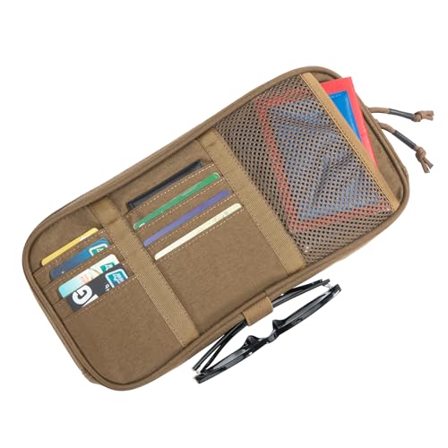 EXCELLENT ELITE SPANKER Car Sun Visor Organizer Auto Interior Accessories Visor Storage Pouch Holder for Car, SUV, Truck with Multi-Pocket(Coyote Brown) - color: Coyote Brown