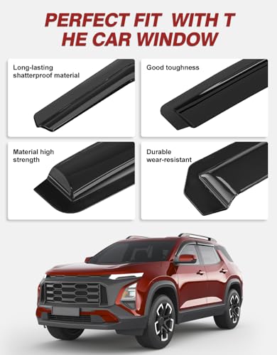 Outside-Mount Window Rain Guards Fit for Chevrolet (Chevy) Equinox 2025 2026, Extra Durable Window Visors Wind Deflector Dark Smoke Vent Shades Car Tape-on with Thicker 4PCS - size: Fit for 2025 2026 Chevy Equinox