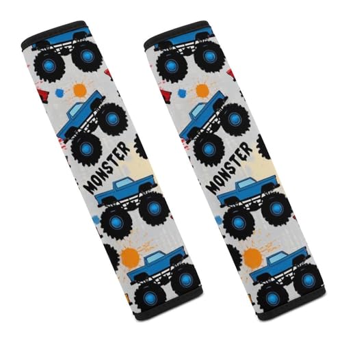 Fashion Car Seat Belt Covers Soft Cushion Pad Car Shoulder Strap Harness Pad Grunge Monster Truck Car Art - color: Color846
