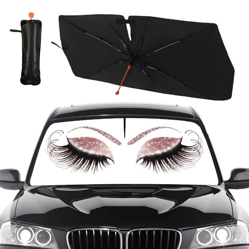 Socira Gorgeous Eyelash Car Windshield Sun Shade Umbrella Foldable Sunshade for Front Window Auto Windshield Sunshade Protect from Sun Rays Heat 57'' X 30'' Fits Most Cars Trucks & Suvs - color: Color-EY7, size: 57X31 Inch