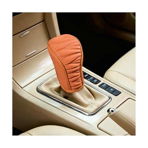 Zpana Car Gear Shift Knob Cover, Leather Automatic Vehicle Shifter Knob Protector, Anti-Slip Auto Interior Gear Stick Lever Handle Protection Cover, Universal for SUV, Sedan, Truck (Brown) - color: Brown