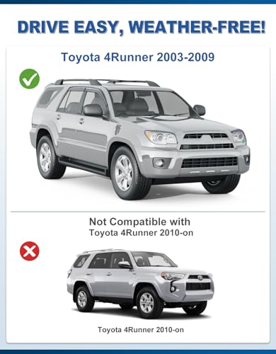 Out-Channel Window Rain Guards Fit for 2003-2009 Toyota 4Runner, Extra Durable Window Visors Vent Visors Vent Shades Wind Deflector Dark Smoke Car Tape-on with Thicker 4PCS - size: Fit for 2003-2009 Toyota 4Runner