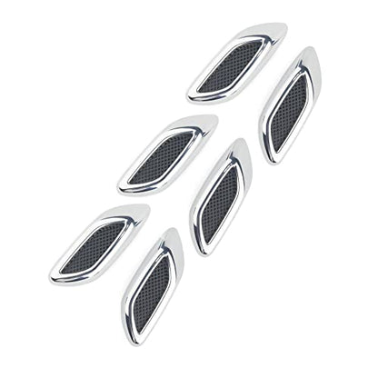 6pcs Car Fender Trim Decorative Intake Universal Auto Air Flow Bumper Side Vent Decal Scoop Hood Spolier Door Carbon Fiber ABS Chrome Silver Exterior Glossy Black Sticker for Most Cars… - style: Glossy Silver
