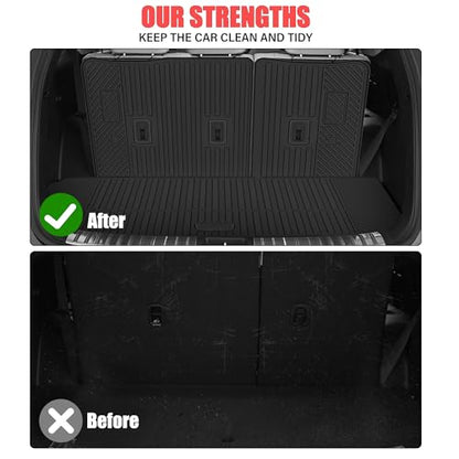 Floor Mats for 2021-2025 2026 Chevrolet/Chevy Tahoe/GMC Yukon 7 Seater with Trunk Mat All Weather TPE Rubber Cargo Liner Full Set for Chevrolet Tahoe/GMC Yukon Accessories (Not for Yukon XL) - size: For 2021-2026 Chevrolet Tahoe All Mats