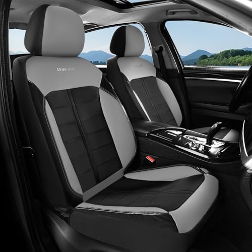 Coverado 3D Air Mesh Front Car Seat Cover, Sports Carbon Fiber Design, Breathable Seat Protectors Airbag Compatible Comfort Universal for Most Cars, Van,Trucks, SUV, Black&Grey - color: Black&Gray, size: Front