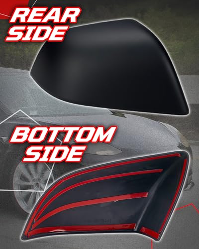 Side Mirror Caps Cover Compatible with Tesla Model 3 2017 2018 2019 2020 2021 2022 2023 2024 2025 Matte Black Mirror Covers - color: Model 3 Matte Black Mirror Covers