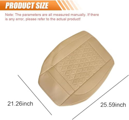 Luxury Faux Leather Car Seat Cover, Anti-Slip Waterproof Universal Front Bottom Seat Protector with Storage Pocket, Triangular Pattern Vehicle Seats Cushion for Sedans, SUVs, Trucks (2PCS&Beige) - color: 2PCS&Beige