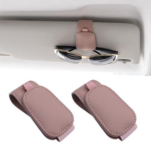 Yuoyar 2 Packs Magnetic Sunglass Holder for Car Visor - Universal Sunglasses Clip for Different Size Eyeglasses - Convenient Interior Car Accessories (Pink) - color: Pink, size: 2pcs