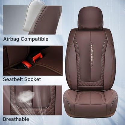 Coverado Car Seat Cover Front Seats, Brown Seat Covers Front Seats, Nappa Leather Waterproof, Car Seat Cushion, Car Seat Protector Universal Fit Most Cars - color: Z-Brown, size: Front