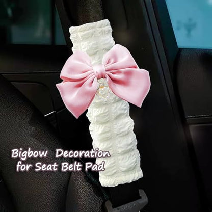 Fashion Big Bow Car Seat Belt Cover Pads (2 in a Pack), Car Accessories Seat Belt Shoulder Strap Protector Universal Seat Belt Cover (Pink) - color: pink