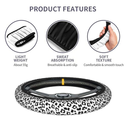Snow Leopard License Plate Frame Snow Cheetah Animal Print License Plate Frames Car Aluminum Leopard Print Steering Wheel Cover with Us Ca Vehicles - color: Gray Leopard Print