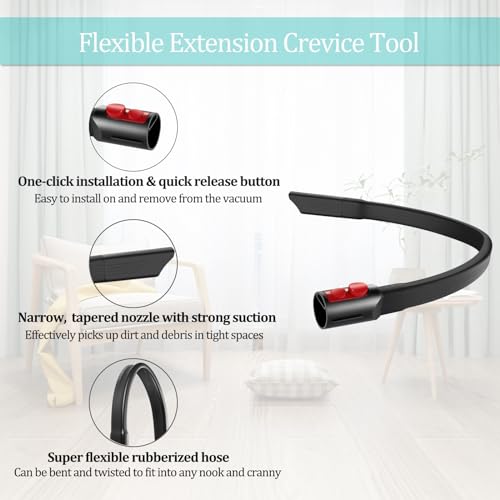 Charlux 22.6" Flexible Crevice Tool for Dyson V7 V8 V10 V11 V12 V15 Gen5 Cordless Vacuum Cleaner, Vacuum Accessories Attachment for Dryer Vent, Car Detailing, Gaps and Corners Cleaning - 22.6 Inches