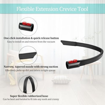 Charlux 22.6" Flexible Crevice Tool for Dyson V7 V8 V10 V11 V12 V15 Gen5 Cordless Vacuum Cleaner, Vacuum Accessories Attachment for Dryer Vent, Car Detailing, Gaps and Corners Cleaning - 22.6 Inches