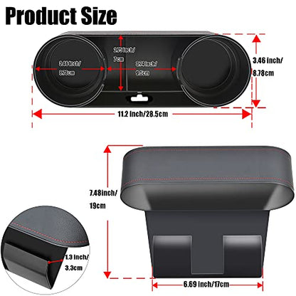 Iokone Coin Side Pocket Console Side Pocket Leather Cover Car Cup Holder Auto Front Seat Organizer Cell Mobile Phone Holder (Slim-Black) - color: Slim-Black