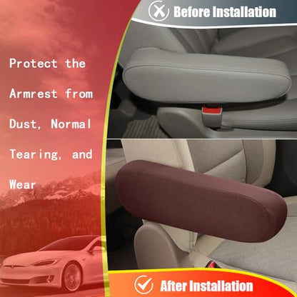 2PC Car Front Seat Armrest Covers,Seat Arm Rest Cover,Flat Cloth Fabric Armrest Cover,Replacement Car Front Seat Armrest Cover(Coffee,1Pair) - color: Coffee-2PC