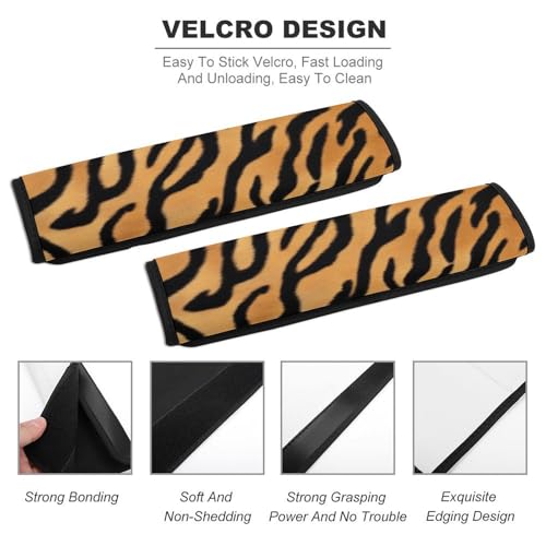 Men's Comfortable Cushion Pad Car Shoulder Strap, Wild Animal Tiger Skin Stripe Harness Pad Car Belt Covers - color: Color862