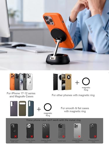 2026 Upgraded Vacuum Magnetic Phone Holder, [108+ LBS] Heavy Duty Suction Cup Car Phone Mount for Dashboard, Gym & Desk, MagSafe Car Mount for iPhone 17 16 15 Pro Max