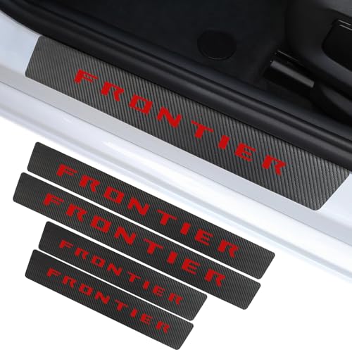 Car Door Sill Protector Compatible with Nissan Frontier Accessories, for Frontier Sill Scuff Plate Sticker Decoration - color: Red