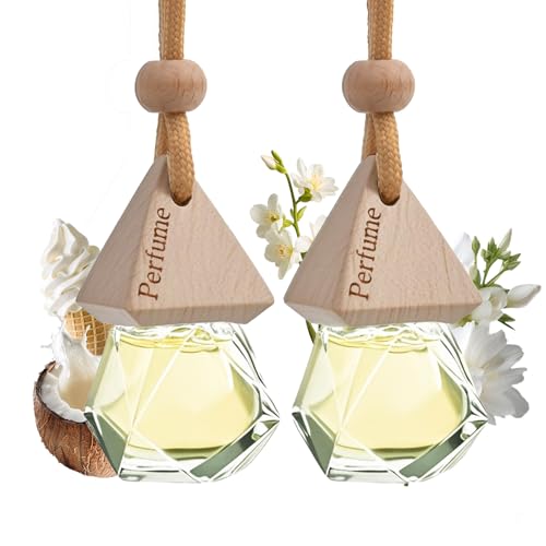Car Air Freshener Hanging Diffuser – Long-Lasting Essential Oil Scent (Up to 60 Days) – Non-Toxic & Eco-Friendly – 2-Pack Auto Fresheners Made in USA (Diamond Bottles (2 × 0.27 Fl Oz), Vanilla Cream) - color: Diamond Bottles