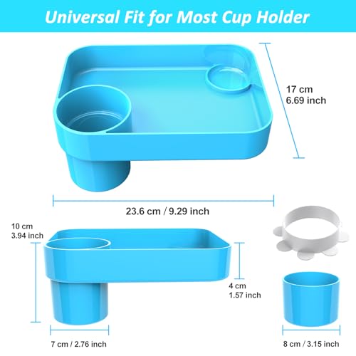 2PCS Car Seat Snack Tray for Kids, Mess-Free Square Travel Tray Cup Holder Snack Tray, Durable Car Food Tray for Toddlers, Universal Fit Kids Travel Road Trip Essentials (Gray&Blue) - color: Gray&Blue