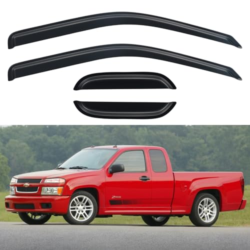 Window Visors Rain Guards Shield for 2004-2012 Chevy Colorado/GMC Canyon Extended Cab, Out-Channel Window Vent Wind Deflectors Visors Shades for 04 05 06 07 08 09 10 11 12 Colorado/Canyon - size: 2004-2012 Colorado/Canyon Extended Cab