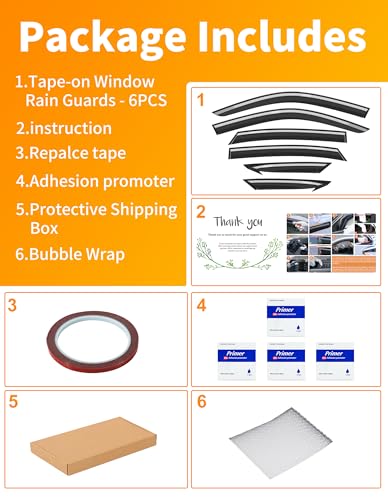 6-pcs Low-Profile Window Rain Guard for Honda Civic Sedan 4dr 2022-2026 Side Window Visors Extra-Thick Vent Visor Full Size Window Deflectors Vent Shades Car Accessories - size: Fit for 2022-2026 Honda Civic Sedan