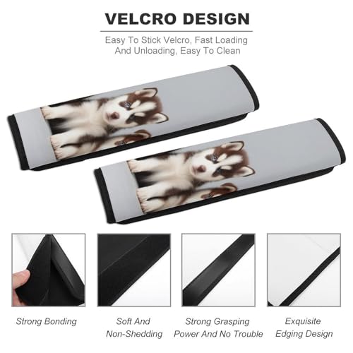 Fashion Car Seat Belt Covers Soft Cushion Pad Car Shoulder Strap Harness Pad Siberian Husky Puppies Dogs Husky - color: Color353