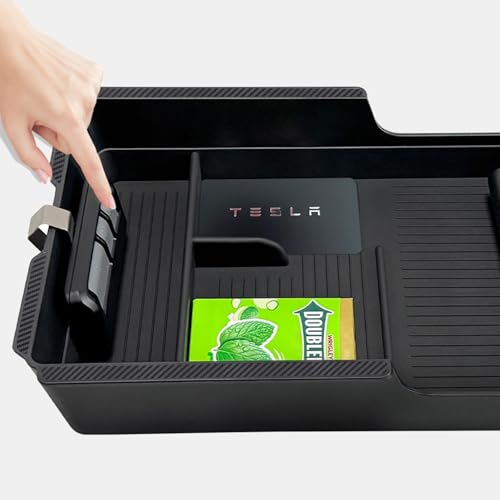JVMA Center Console Organizer (Full Size) and Armrest Organizer for Tesla Model Y Juniper 2025 2026 and Model 3 Highland 2024-2026 (US Patent) - size: Model y '25-'26 & Model 3 '24-'26