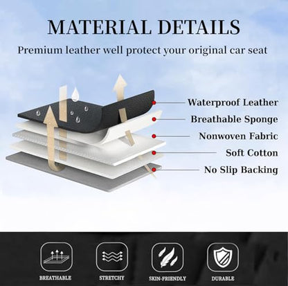 Coverado Car Seat Cover Full Set, Black Seat Covers Front Seats Back Seat Covers, Nappa Leather Waterproof, Car Seat Cushion, Car Seat Protector Universal Fit Most Cars - color: Z-Black, size: Fullset