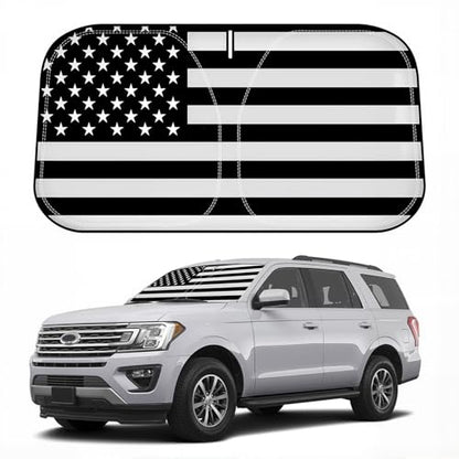 D-Lumina Windshield Sun Shade for 2018-2025 Fo'rd Expedition Accessories, Front Window Sunshade American Flag Sun Visor Protector Sun Shield Blocks UV Rays Heat, Foldable 2 Layers 210T Material - size: Silver & Black-fit 2018-2025 Ford Expedition