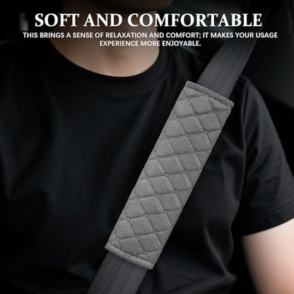 2PCS Car Seat Belt Pads Cover, Fluffy Car Seatbelt Covers, Soft Car Seat Belt Strap Cushion Protect Your Neck and Shoulder, Driving Seat Belt Shoulder Strap Cover for Most Autos (Grey) - color: Grey