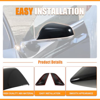 Side Mirror Cover Compatible with Tesla Model X 2017-2020, Mirror Cover Cap Trim (Gloss Black) - color: Gloss Black