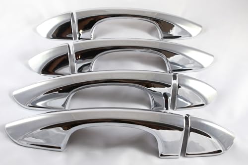 7054 Chrome Plated Exterior 4 Door Handle Cover Compatible with 2013-2019 Ford Fusion Monde, 2015-2023 Ford Edge W/O Smart Key Hole