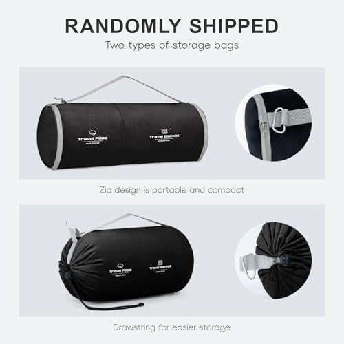 urnexttour Travel Pillow and Blanket Set Neck Pillows Travel Essentials with Sleep Mask for Airplane Car Memory Foam Black - color: A-black