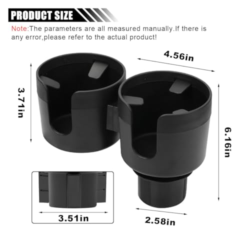 Car Double Cup Holder Extender, 2-in-1 Car Cup Holder Adapter with Adjustable Base, Universal Multifunctional Cup Holder Organizer for Beverage, Snack, Cup, Bottle Storage (Black) - color: Black