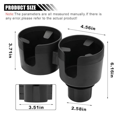 Car Double Cup Holder Extender, 2-in-1 Car Cup Holder Adapter with Adjustable Base, Universal Multifunctional Cup Holder Organizer for Beverage, Snack, Cup, Bottle Storage (Black) - color: Black